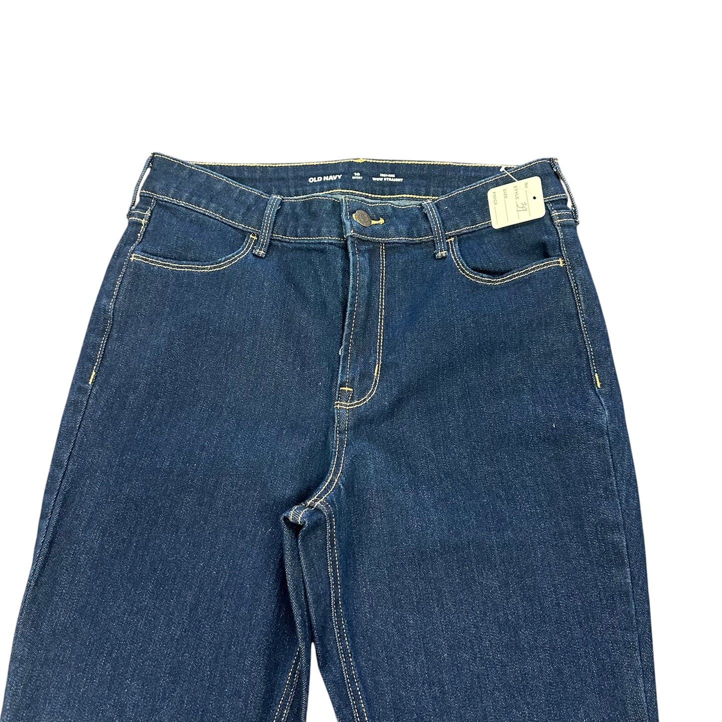 OLD NAVY HIGH RISE WOW STRAIGHT BLUE JEANS 39 Sz 10 SHORT