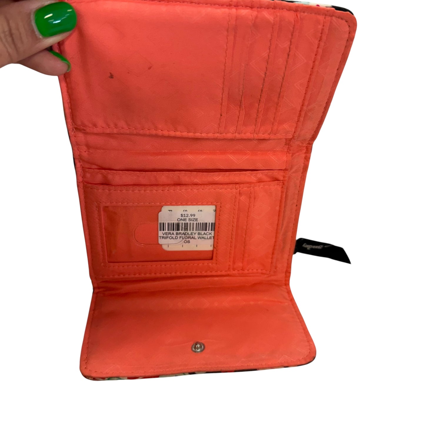 VERA BRADLEY BLACK TRIFOLD FLORAL WALLET 263 OS