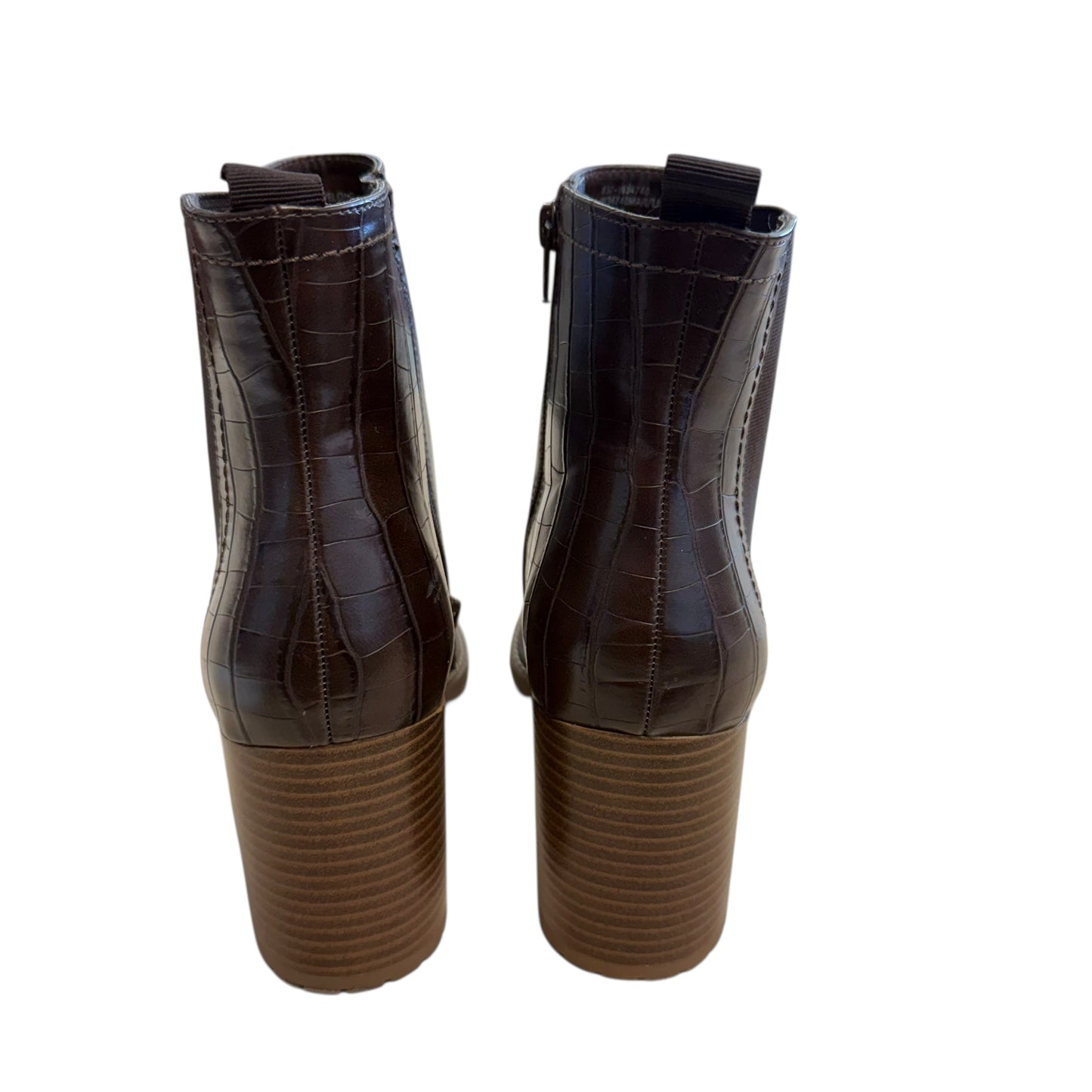 WHITE MOUNTAIN BROWN EMBOSSED BLOCK HEEL BOOTS NEW 216 SZ 10