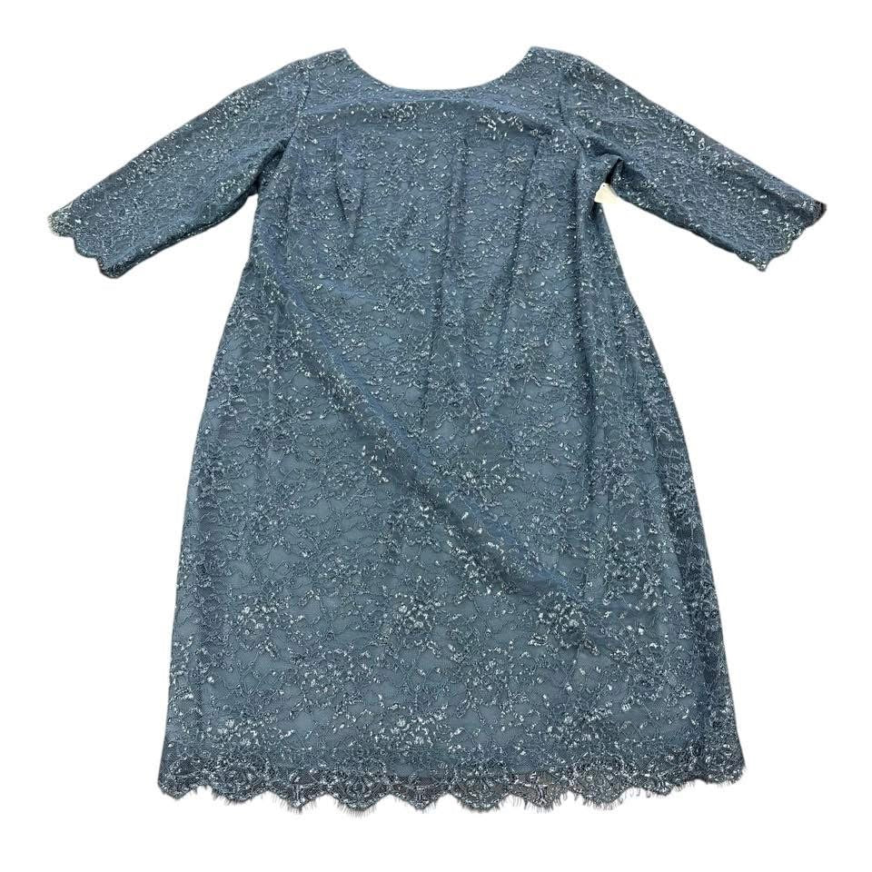 CALVIN KLEIN BLUE SILVER LACE DRESS 217  Sz 14W