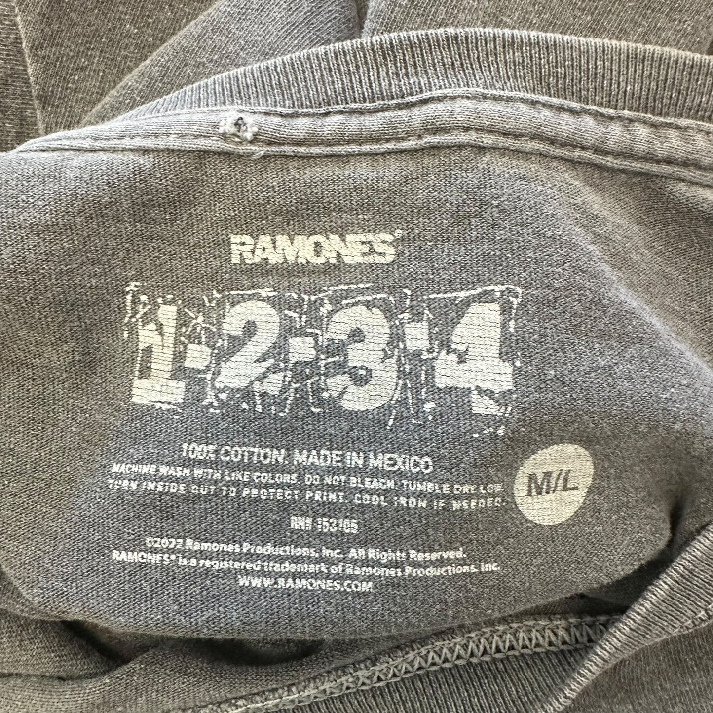 RAMONES GRAY T-SHIRT *SPOTS 100 M/L