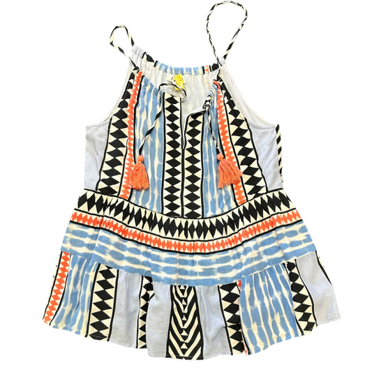 THML GEOMETRIC SLEEVELESS BLOUSE BLUE WHITE BLACK 100 MEDIUM