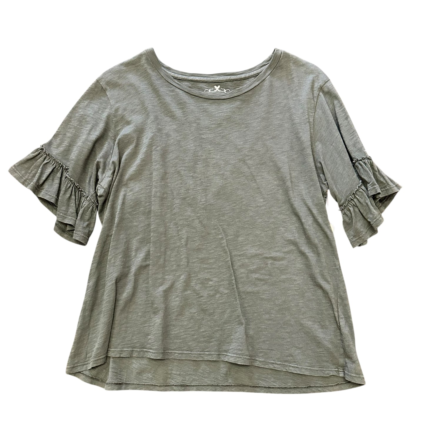 VELVET BY GRAHAM AND SPENCER GRAY SHIRT RUFFLES 249 MEDIUM