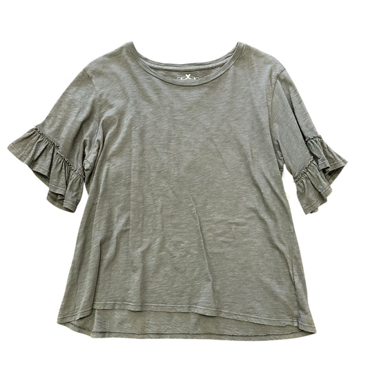 VELVET BY GRAHAM AND SPENCER GRAY SHIRT RUFFLES 249 MEDIUM
