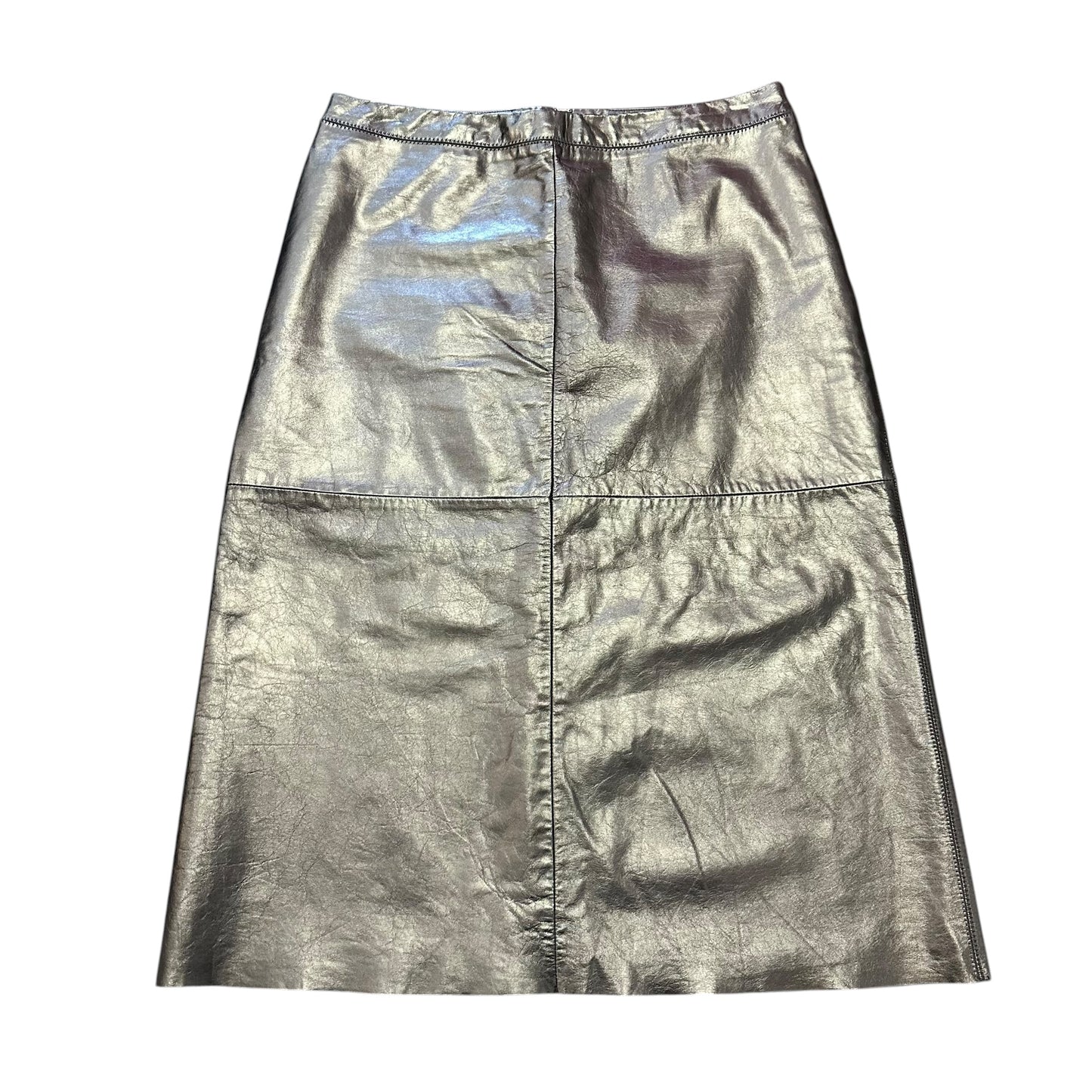 GAP 90s VINTAGE BLACK LEATHER MIDI STRAIGHT SKIRT 100 SZ 8