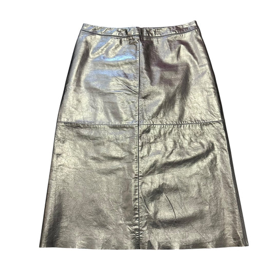 GAP 90s VINTAGE BLACK LEATHER MIDI STRAIGHT SKIRT 100 SZ 8