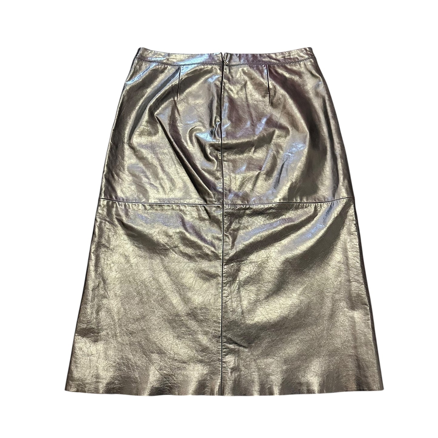 GAP 90s VINTAGE BLACK LEATHER MIDI STRAIGHT SKIRT 100 SZ 8