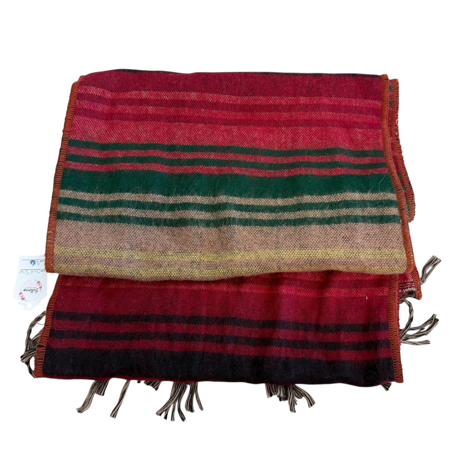 BROWN GREEN MAROON STRIPED SCARF NWT 100