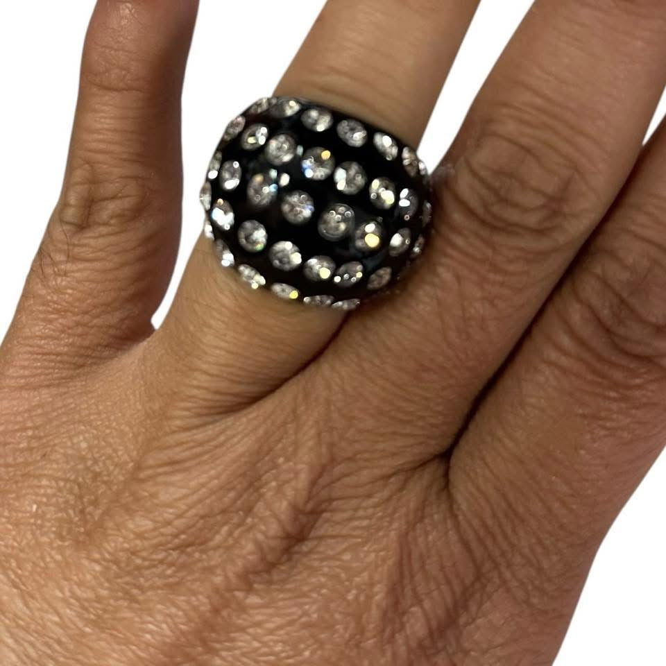 BLACK RHINESTONE RING 200 sz 7