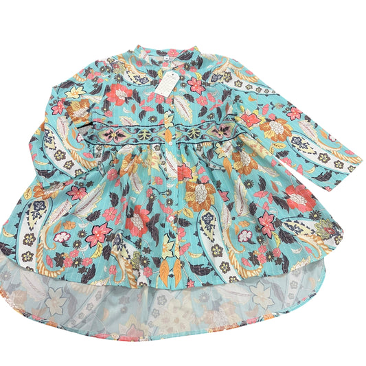 BLUE FLORAL TUNIC TOP 187  MEDIUM