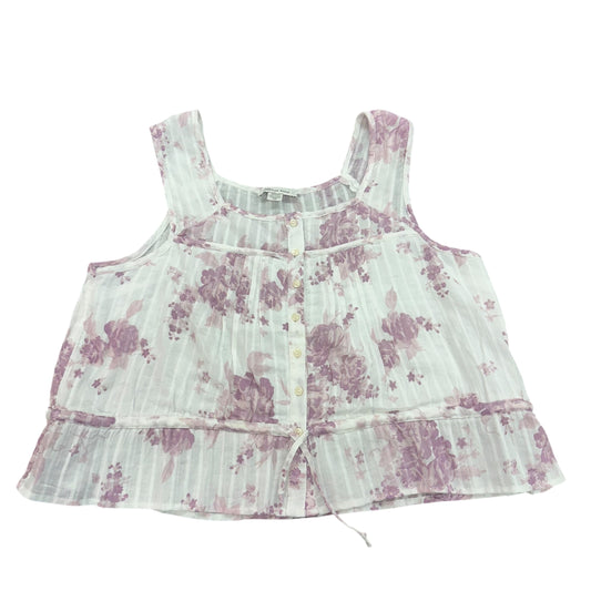 AMERICAN EAGLE WHITE PURPLE FLORAL BLOUSE 91  MEDIUM