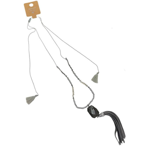 GRAY TASSEL NECKLACE 200