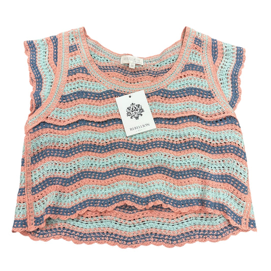 REBELLION COLORFUL STRIPED CROCHET TOP 122  NWT  MEDIUM