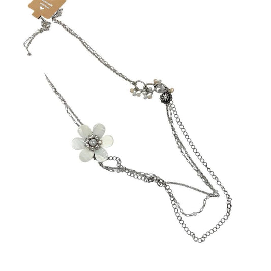 SILVER WHITE FLOWER NECKLACE 200