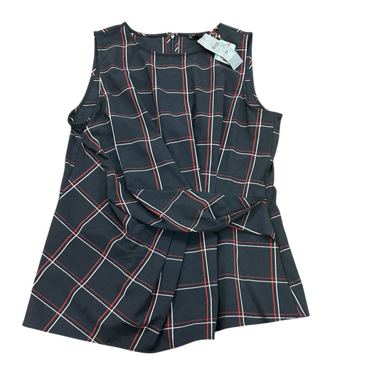 ANN TAYLOR NAVY RED WHITE PLAID TOP 100 NWT  SZ 8P