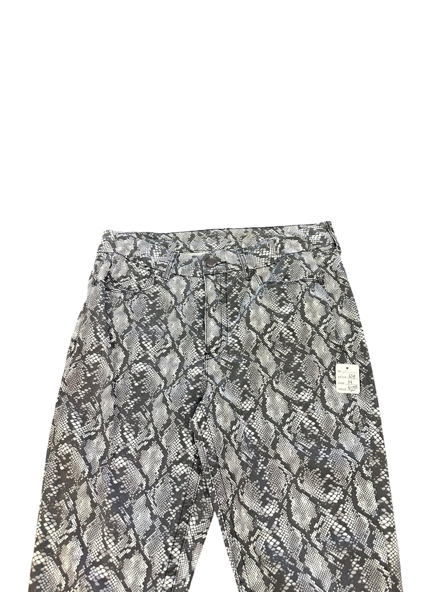 SEVEN SNAKESKIN GRAY TUMMY LESS HIGH RISE SKINNY PANTS 124 SZ 14