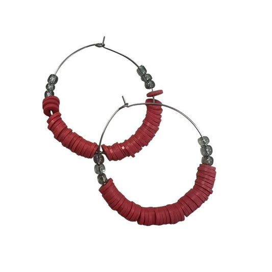 RED SILVER EARRINGS 100