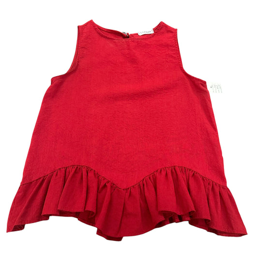 VYJ STUDIO RED RUFFLE HEM BLOUSE 100  MEDIUM