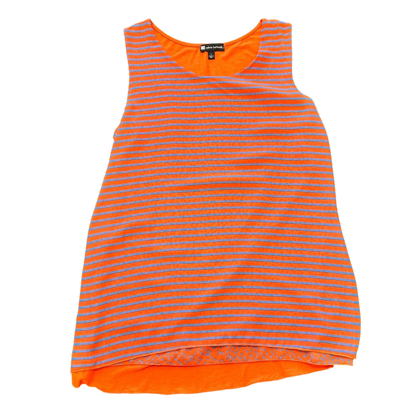 VALERIE BERTINELLI ORANGE BLUE STRIPED BLOUSE 169 LARGE