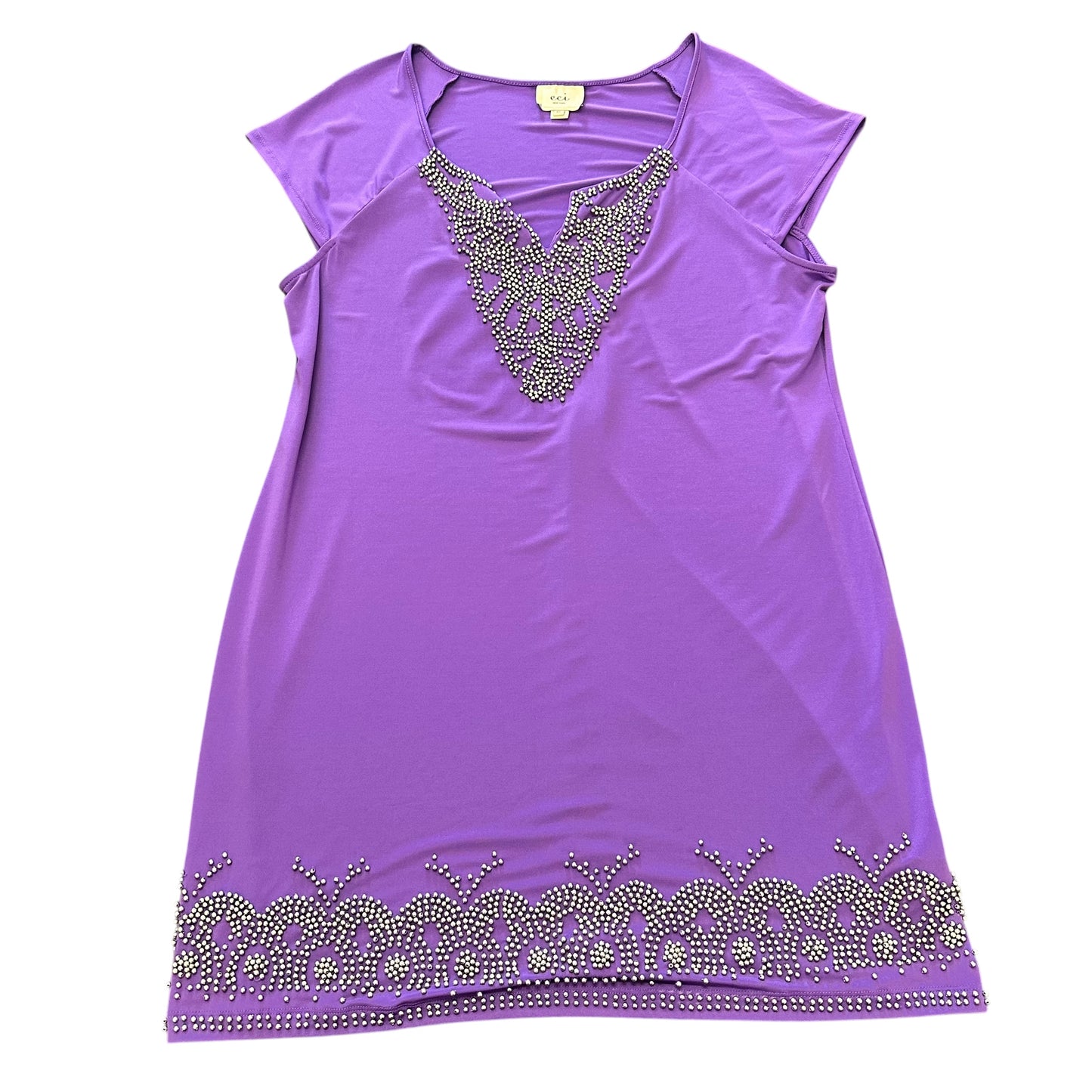 ECI PURPLE JERSEY DRESS EMBELLISHED 169 XL