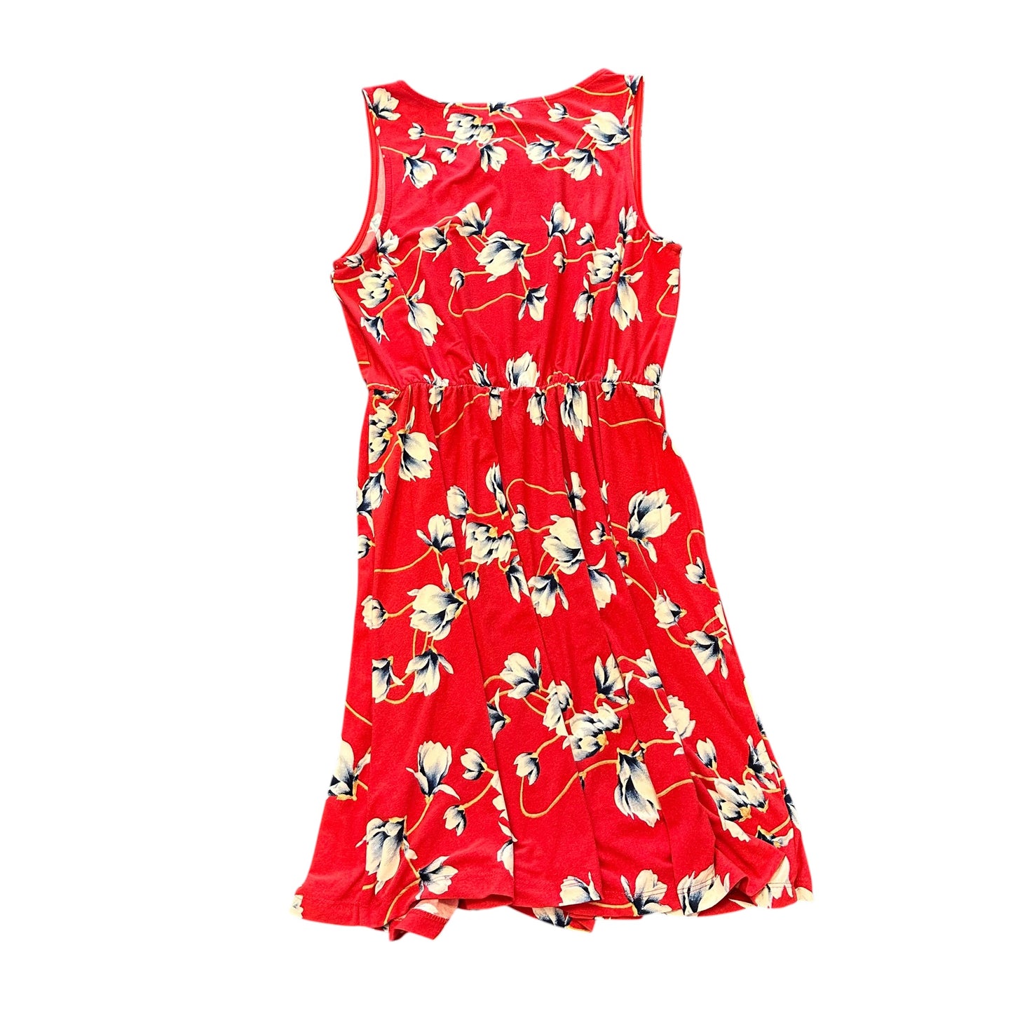 FRENCH GREY RED FLORAL DRESS 44 SMALL