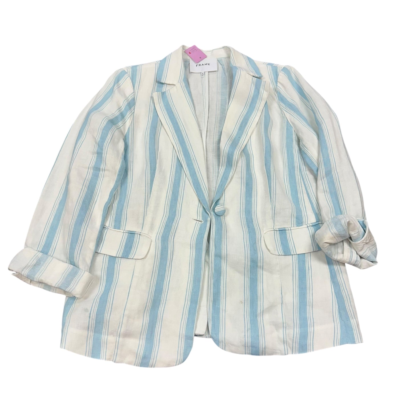 FRAME STRIPED LINEN BLAZER 6 Sz 10