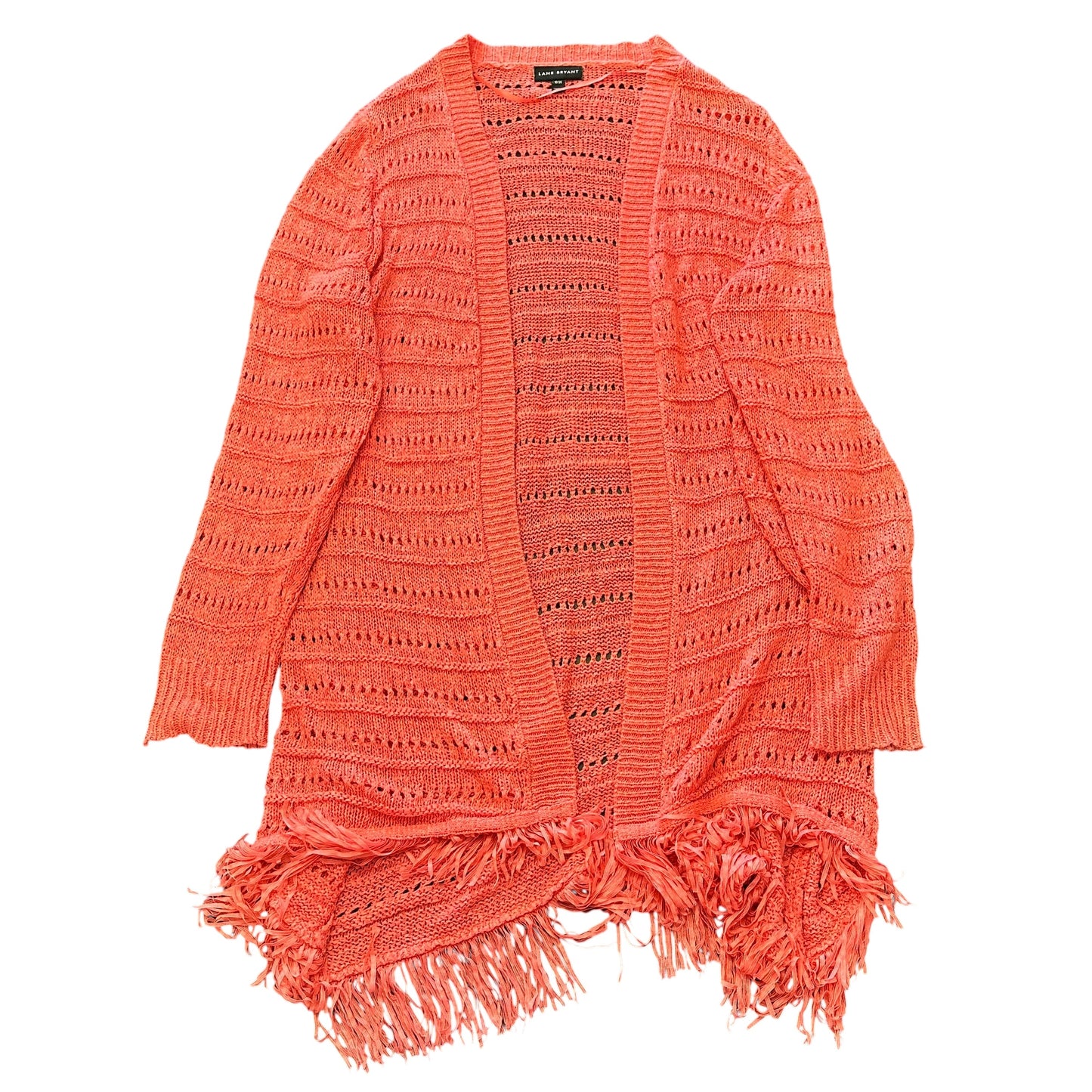 LANE BRYANT OPEN KNIT CORAL CARDIGAN 132 18/20