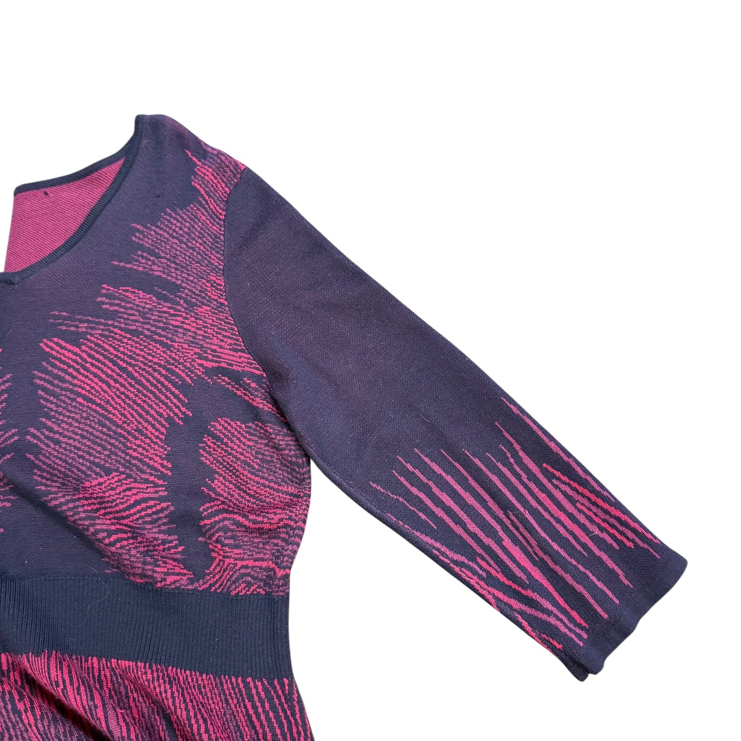 NAVY PINK FIT FLARE SWEATER DRESS M/L