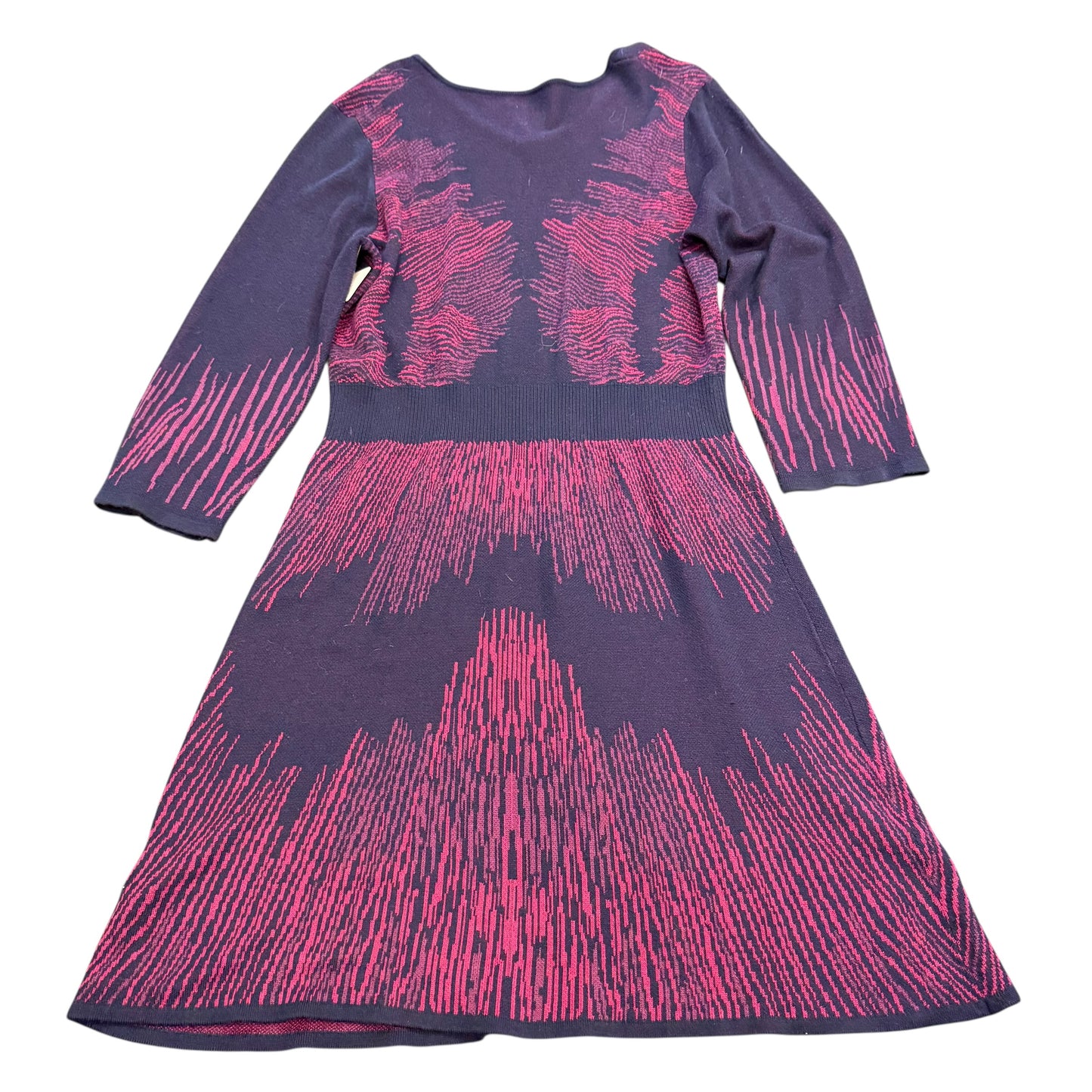 NAVY PINK FIT FLARE SWEATER DRESS M/L