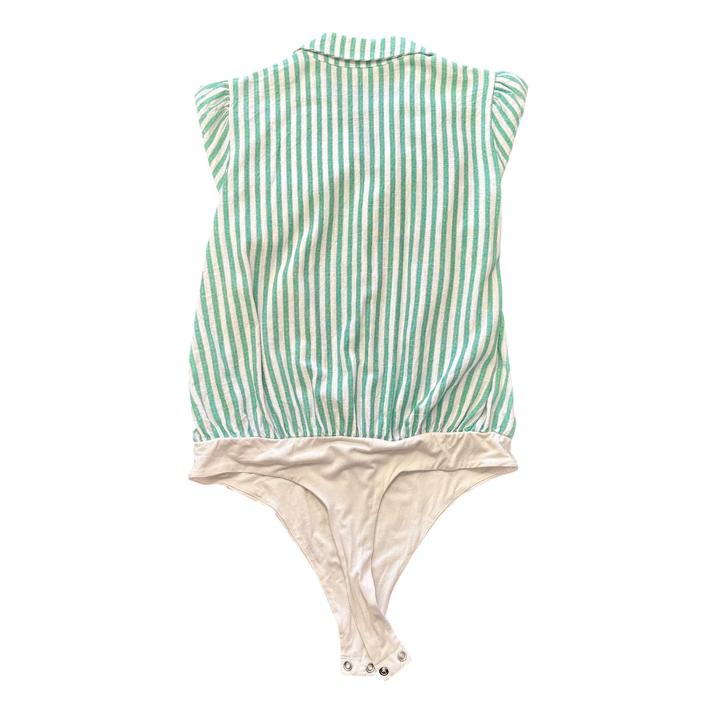DRAPER JAMES WHITE GREEN BLUE STRIPED BODYSUIT 158 LARGE