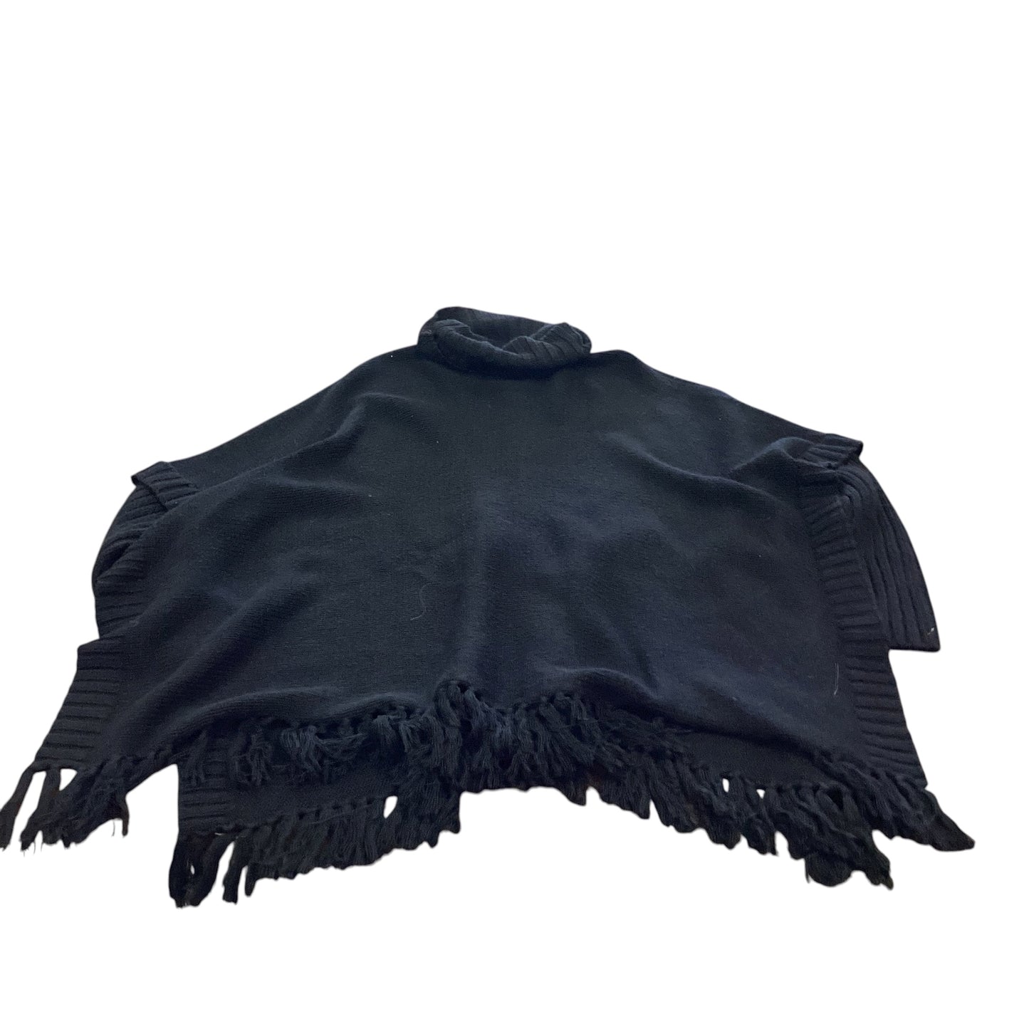 QUINN BLACK KNIT TURTLENECK PONCHO SMALL