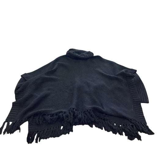 QUINN BLACK KNIT TURTLENECK PONCHO SMALL