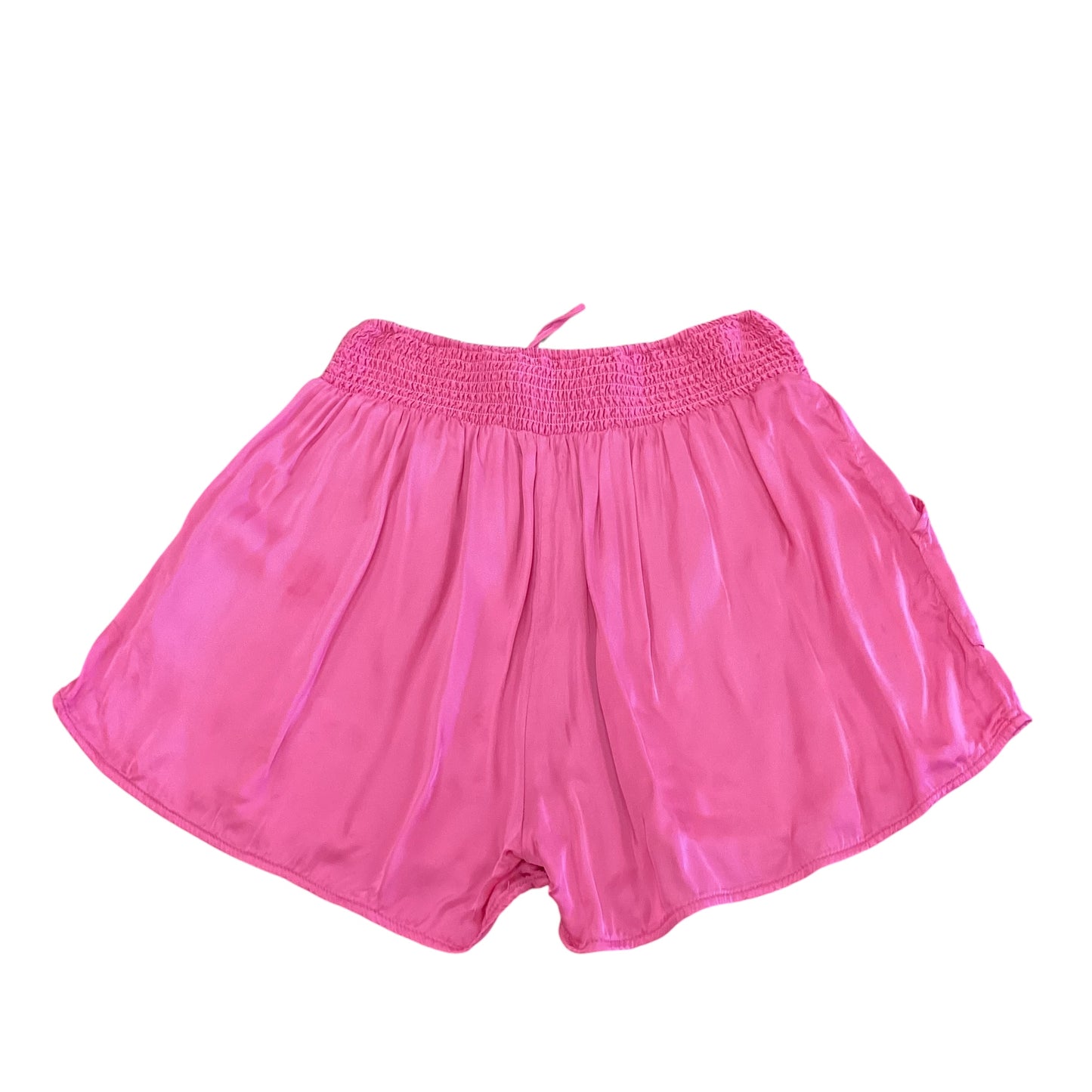 AERIE PINK SATIN SMOCKED WAIST SHORTS SMALL