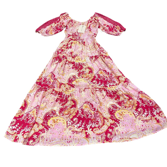 STYLISH NATURE PINK SMOCKED MAXI DRESS 125 NWT MEDIUM