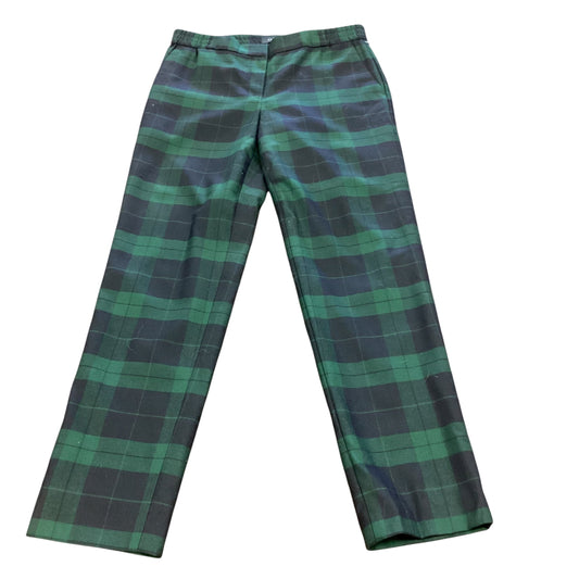 TALBOTS PLAID GREEN NAVY TROUSERS 100 NWT SZ 2