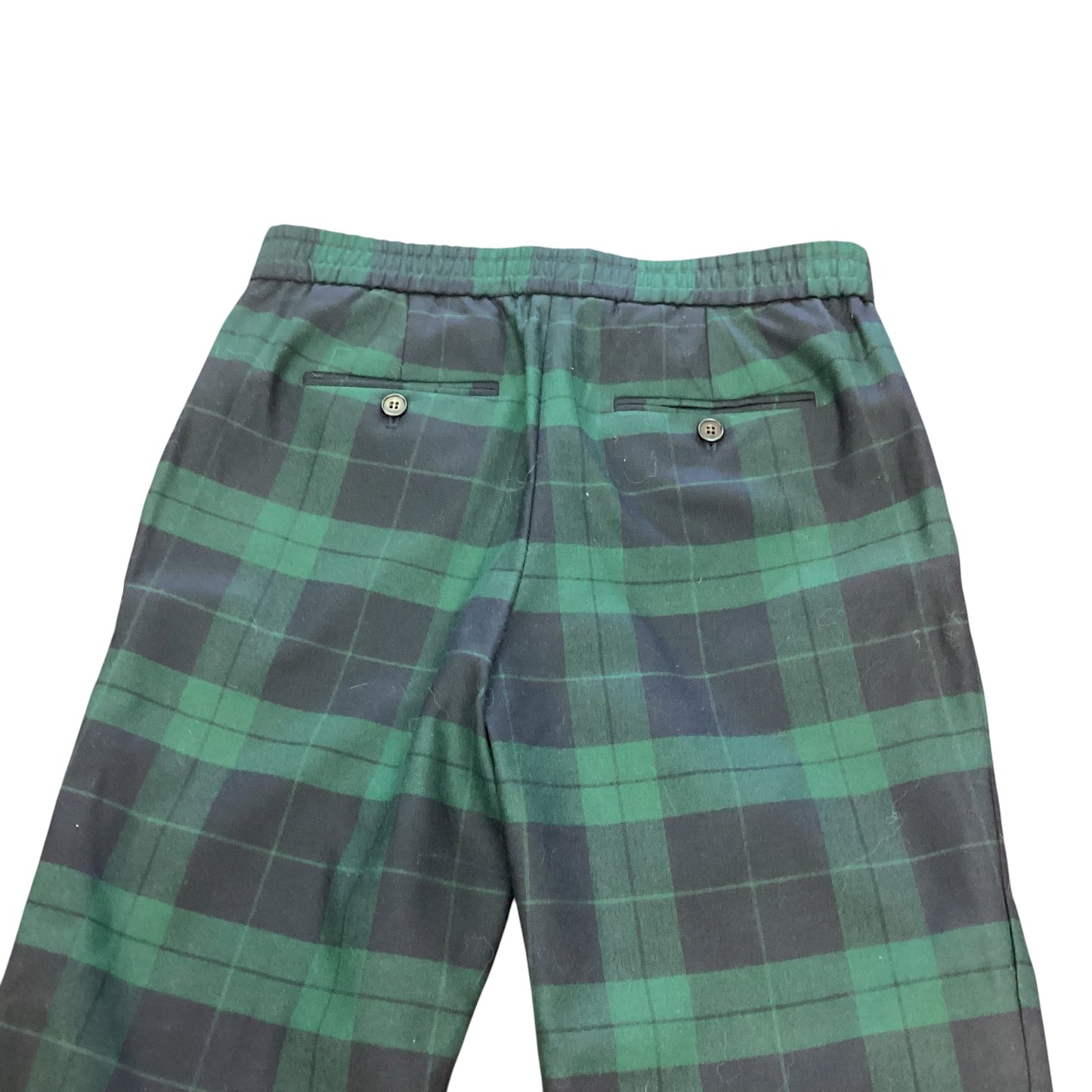 TALBOTS PLAID GREEN NAVY TROUSERS 100 NWT SZ 2