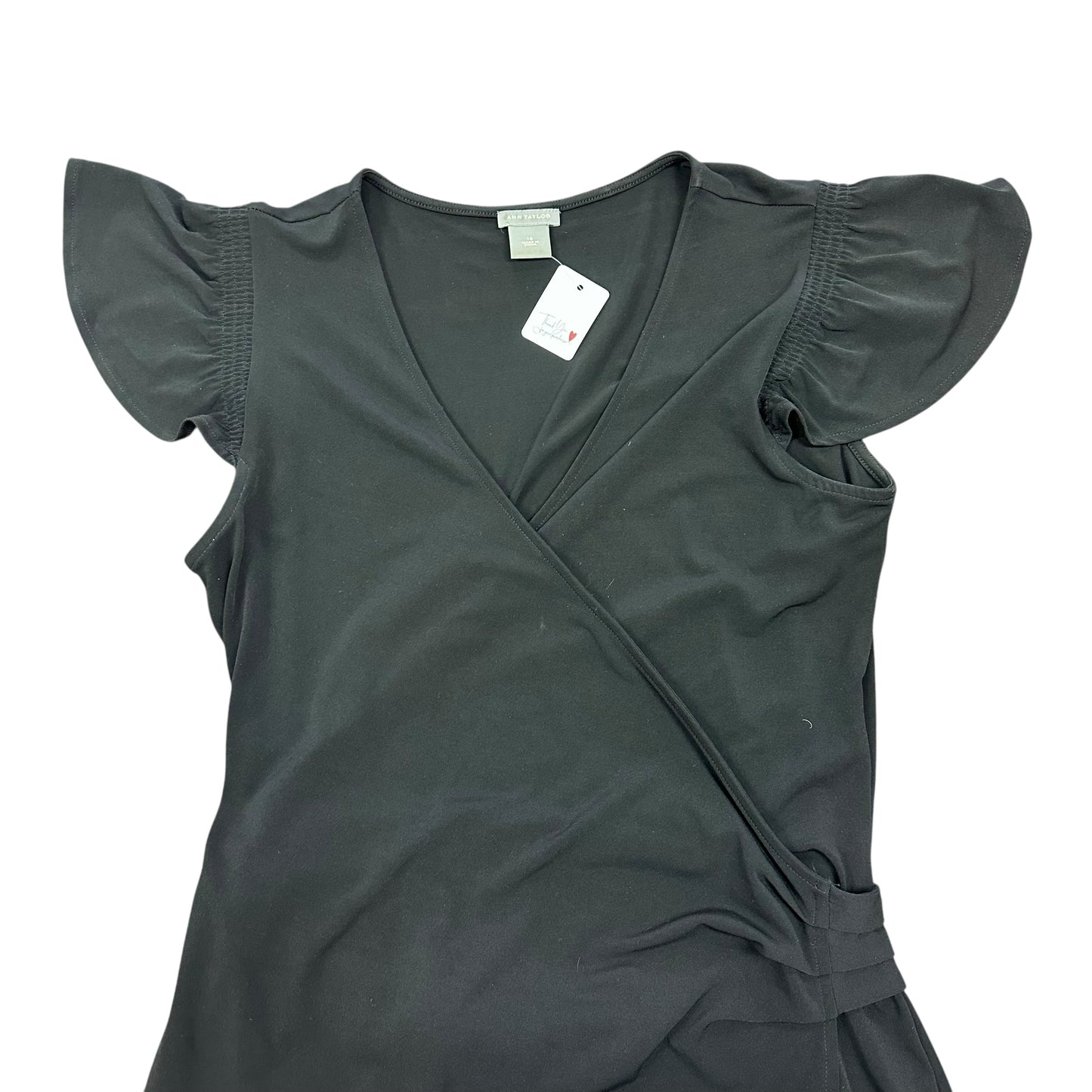ANN TAYLOR BLACK FAUX WRAP DRESS 6 SZ 10