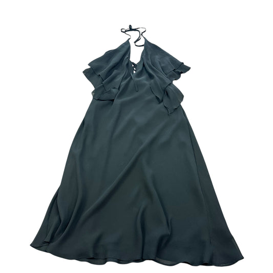 EXPRESS BLACK SILK MIDI HALTER DRESS 143 Sz 6