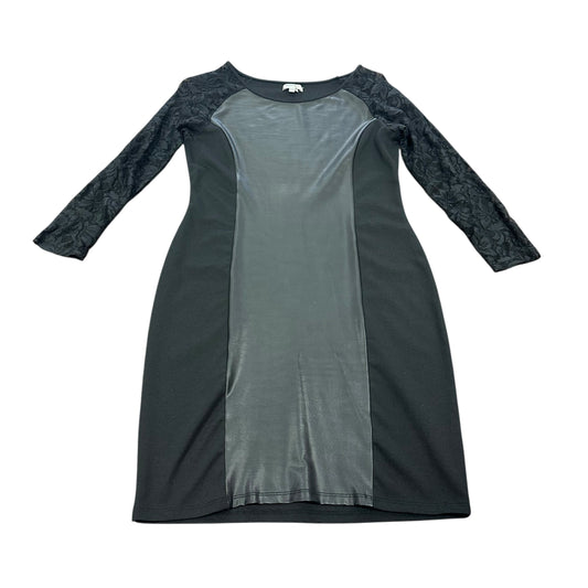 BUFFALO BLACK FAUX LEATHER DRESS W LACE SLEEVES 143 MEDIUM