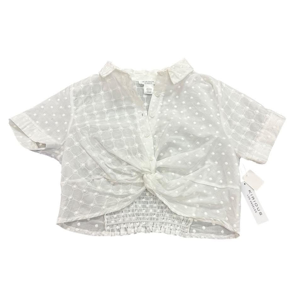 KIRIOUS WHITE SWISS DOT CROP TOP 122  NWT  LARGE