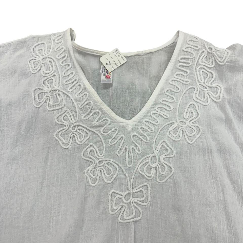 INDIA BOUTIQUE WHITE TUNIC TOP 216  LARGE