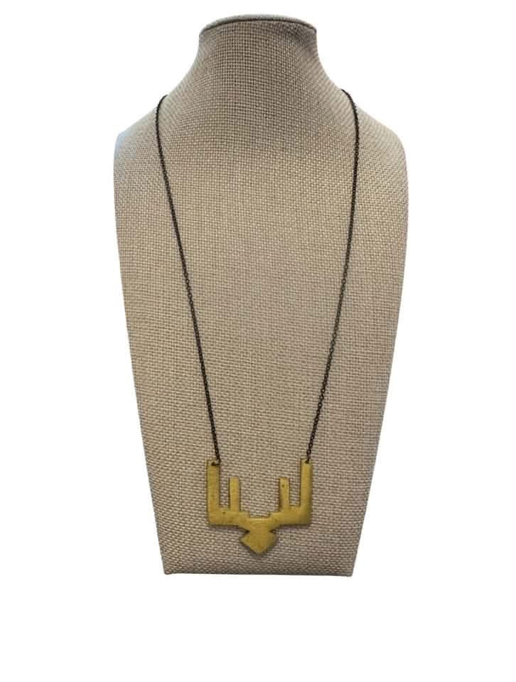 BLACK CHAINLINK NECKLACE GOLD PENDANT 143