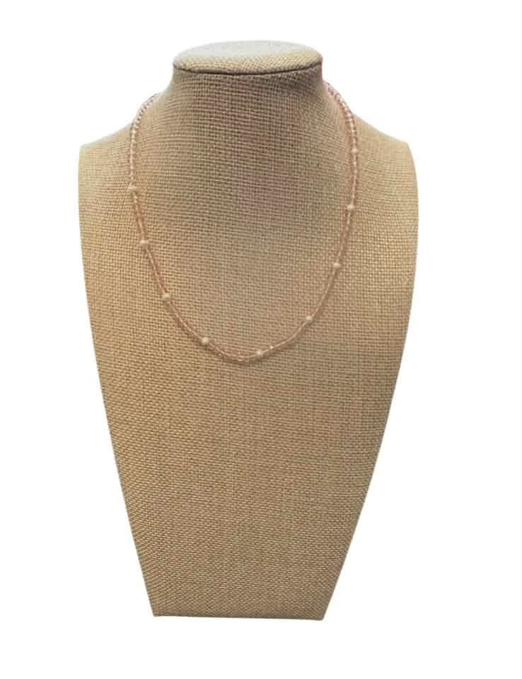 CLEAR PINK BEADED NECKLACE 143