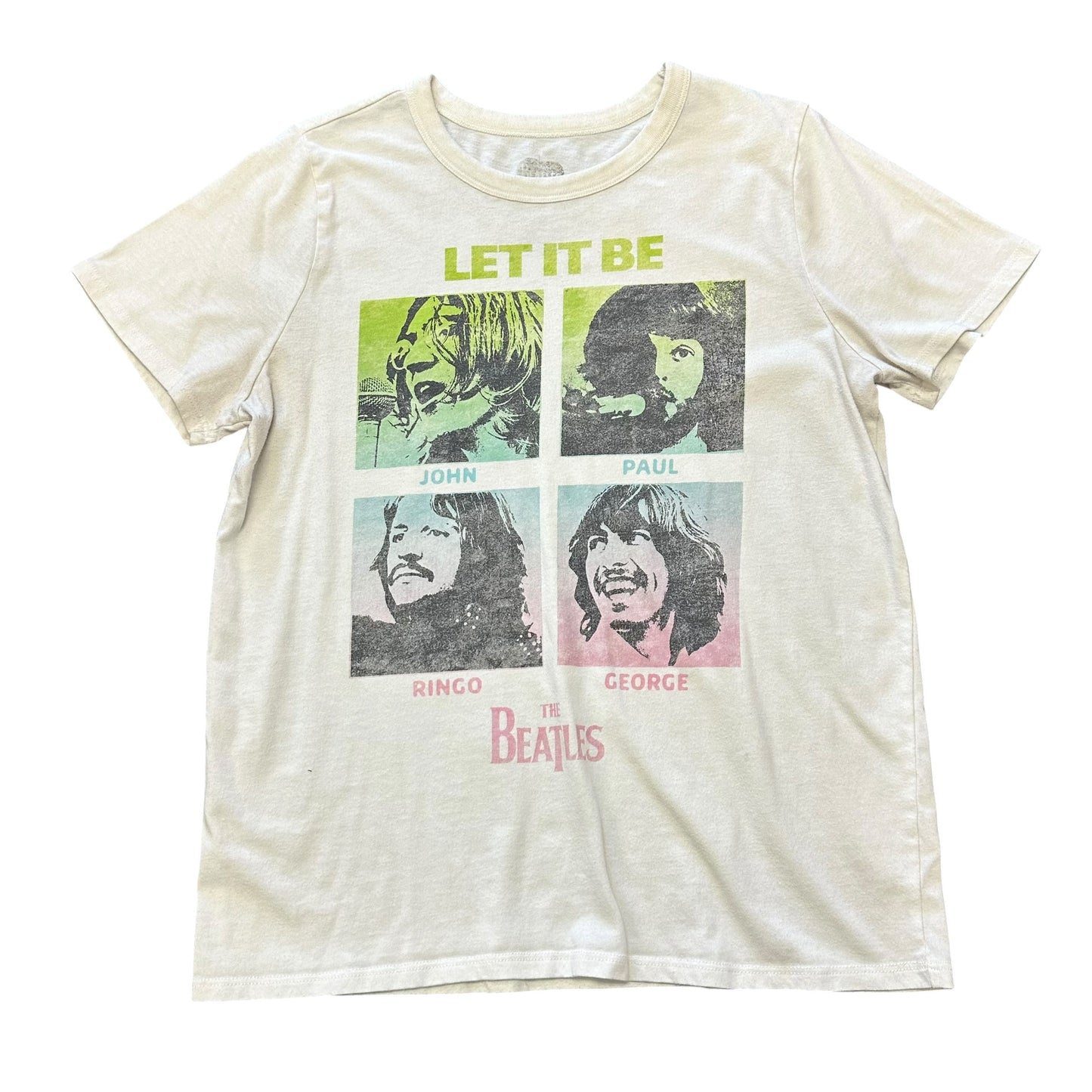 THE BEATLES WHITE GRAPHIC T-SHIRT 84 LARGE