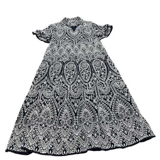 CHICOS NAVY EMBROIDERED DRESS 228 Sz 6