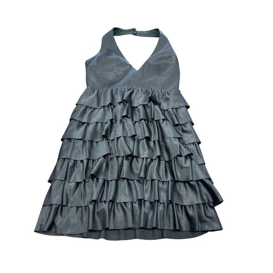 BCBG VINTAGE BLACK RUFFLE HALTER DRESS 228 MEDIUM