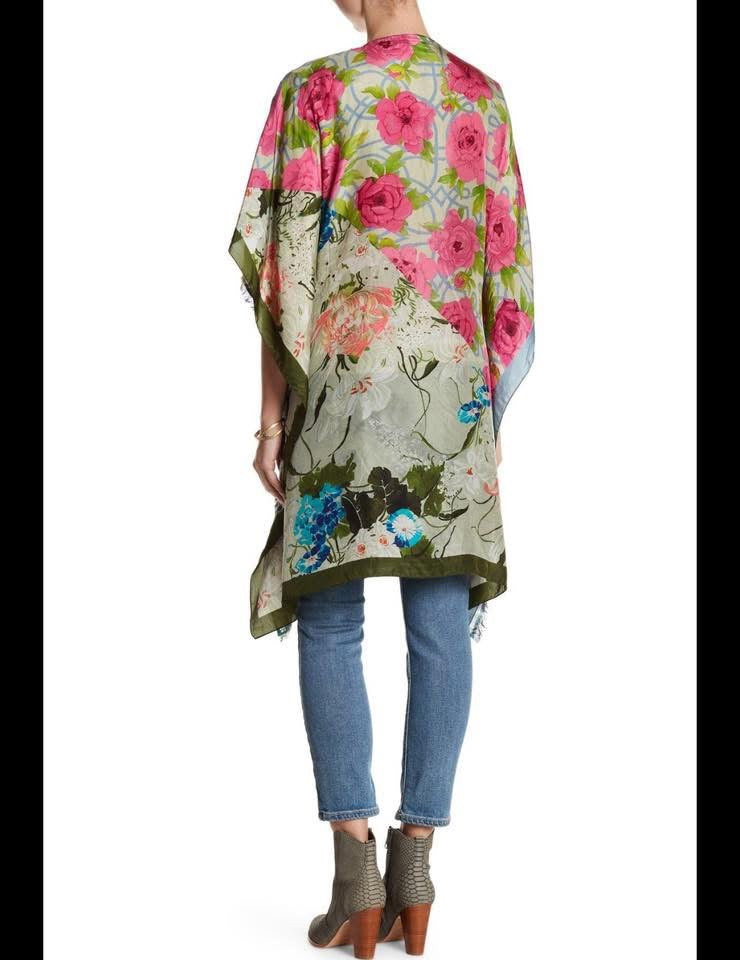 ARATTA SILENT JOURNEY FLORAL 100% SILK KIMONO 228 OSFM
