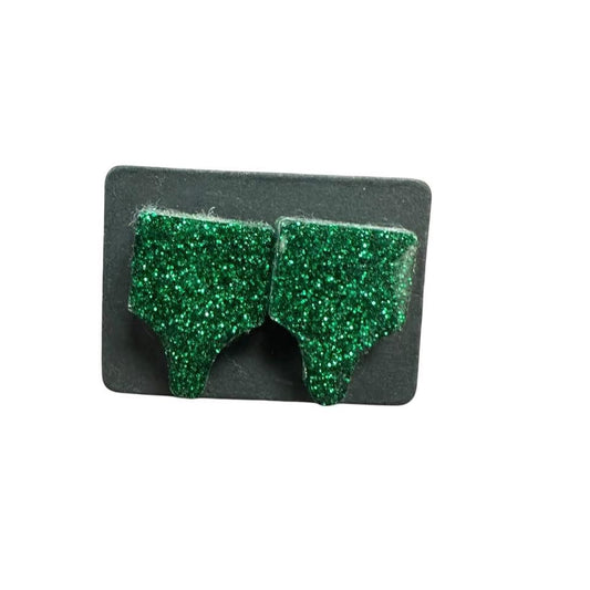 GREEN GLITTER ACRYLIC EARRINGS 100