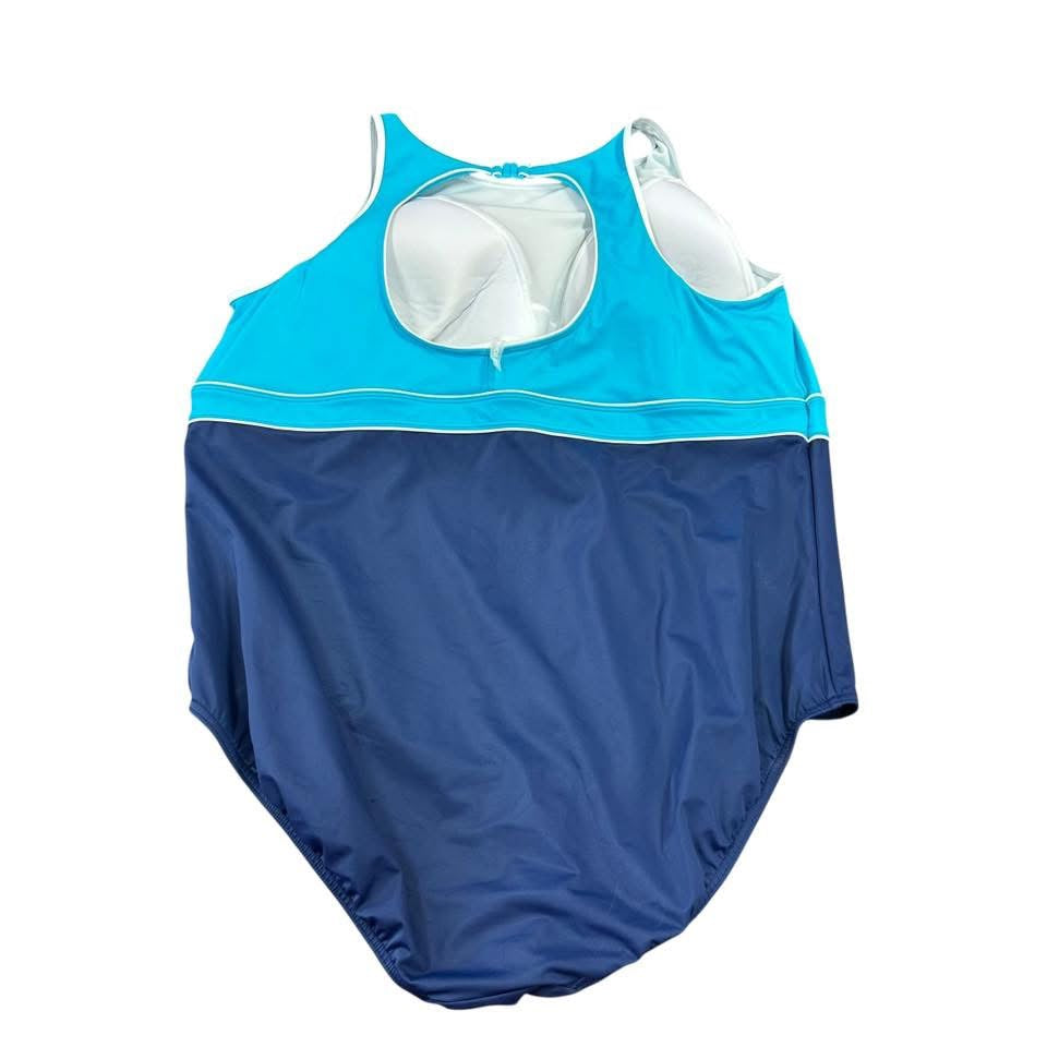 LANDS END NAVY TEAL ONE PIECE 137 3X