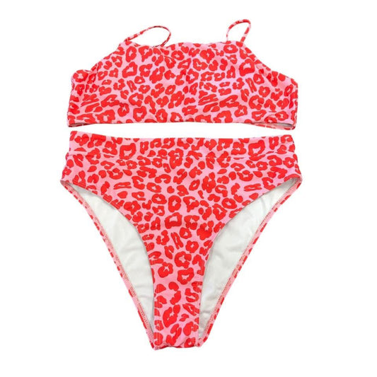 ANIMAL PRINT PINK RED BIKINI NWOT LARGE